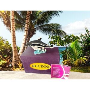 Rucinni‎ Swarovski & Austria Stellux Crystals Dolphin Trinket Jewelry Box Enamel